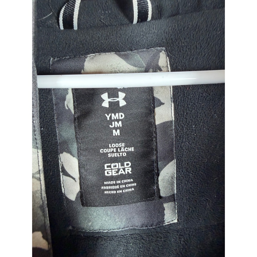 Under Armour Girls Puffer Jacket Gray Floral Camo Faux Fur Hood Medium pre-loved - Picture 5 of 5